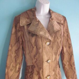 Creenstone Jacket Womens 40 Size 10/12 US Animal Print Lightweight Short Trench